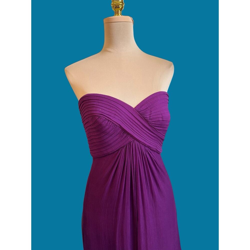 Tadashi Shoji Silk Purple Strapless Gown Sz 8 Ruched Formal Evening Maxi Dress - Picture 8 of 15